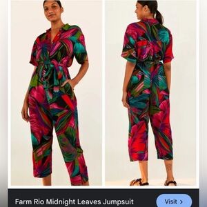 Farm Rio midnight leaves jumpsuit - XS